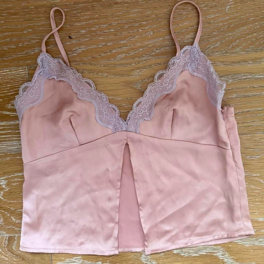 Pink Lace Trim Cami Top